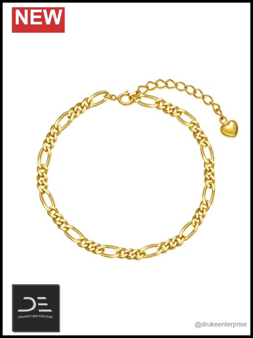 18K Solid Gold Figaro Chain Bracelet Women Real Yellow Gold 4mm